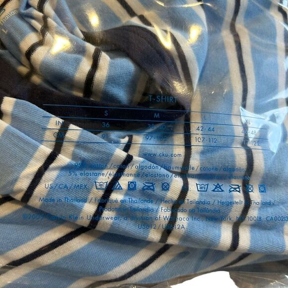 Calvin Klein Underwear Vintage Blue Striped 365 Cotton Stretch T- Shirt - Picture 5 of 7